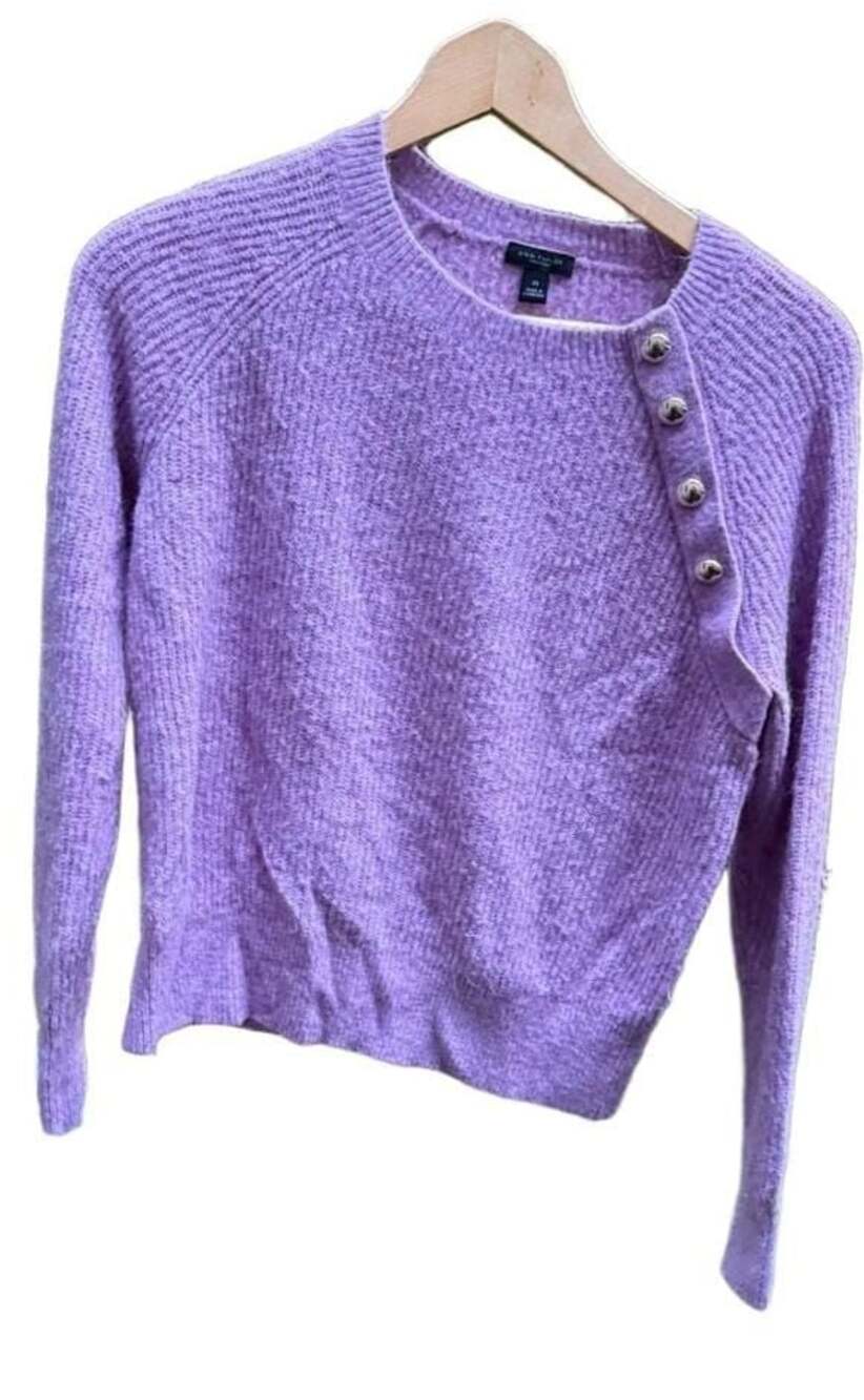 Ann Taylor Factory Purple Knit Sweater with Button Detail size XS